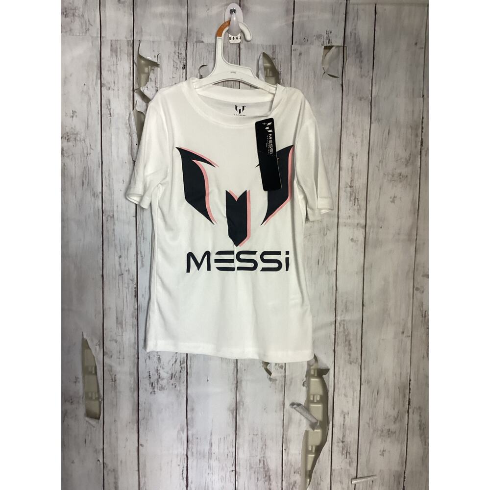Messi Collection Boy's Athletic Soccer Jersey Graphic White T-Shirt, Size 7
